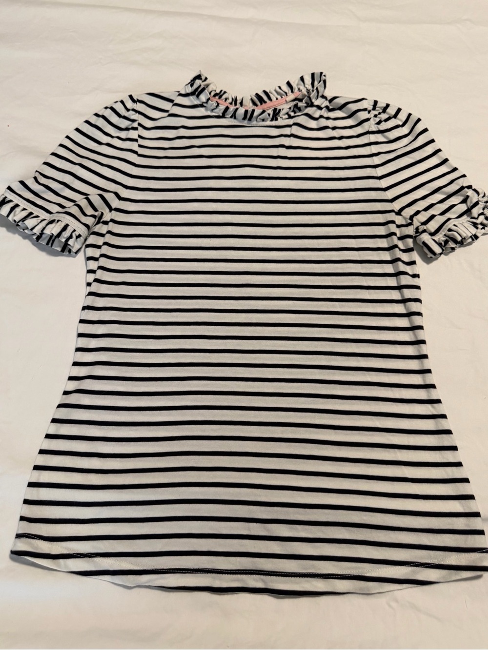 Boden Black & White Striped with neck and sleeve ruffles - Women